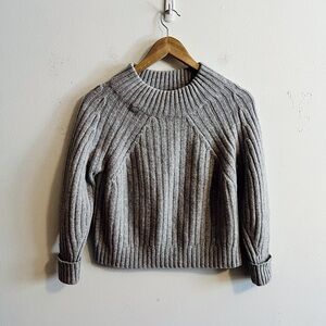 R Label Mock Neck Wool Cashmere Blend Cropped Soft Girl Sweater